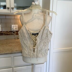 Rampage Corset Lace Crop Top Y2K Cream